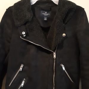 American eagle Black Suede Winter Jacket